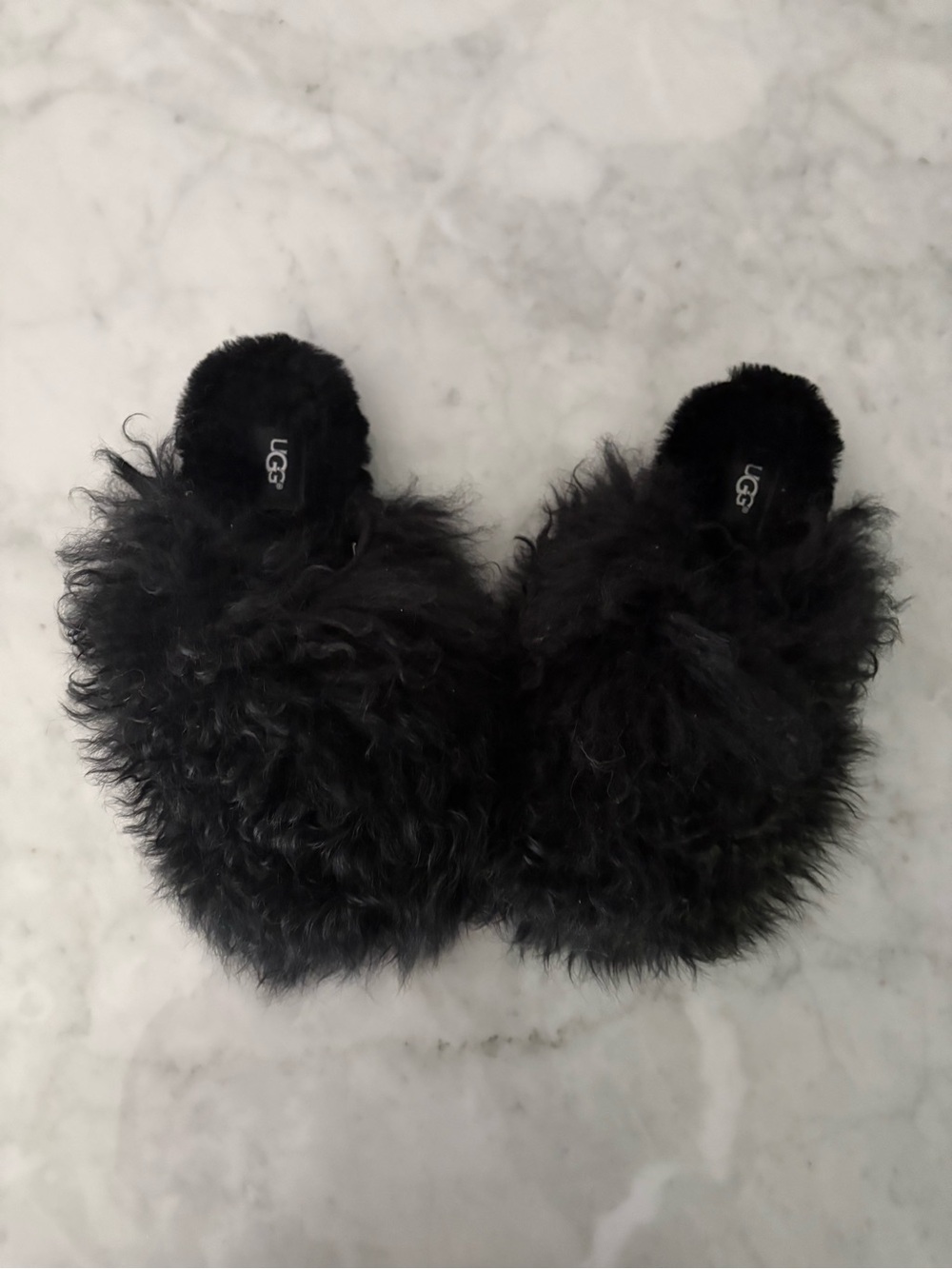 UGG Fluff Momma Mongolian Clog Slippers - Shaggy Black - Women’s Size 6 -NWOB